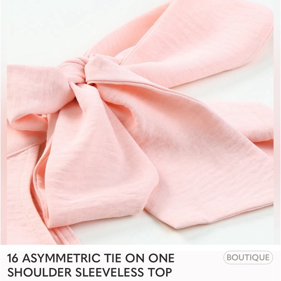 Asymmetrical Tie On One Shoulder Sleeveless Top in Light Pink - Picture 4 of 4